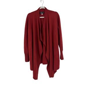Soft of Naadam Womens M 100% Cashmere Open Cardigan Sweater Red Quilt Luxury